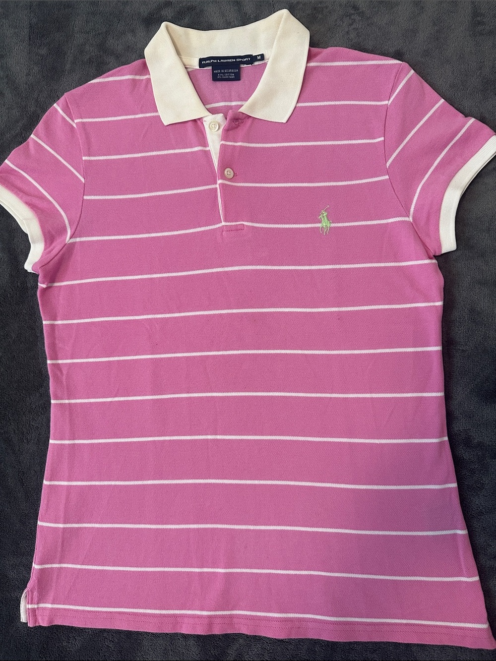 Ralph Lauren Pink and White Striped Polo Shirt Junior size